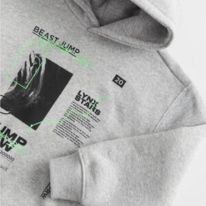 KIDS | Zara Heather Gray Hoodie with Black and Neon Green Design | Size 6